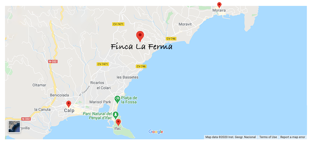 Ligging van Finca La Ferma in Benissa